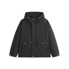 Men's Utility Jacquard Textured Hooded Jacket