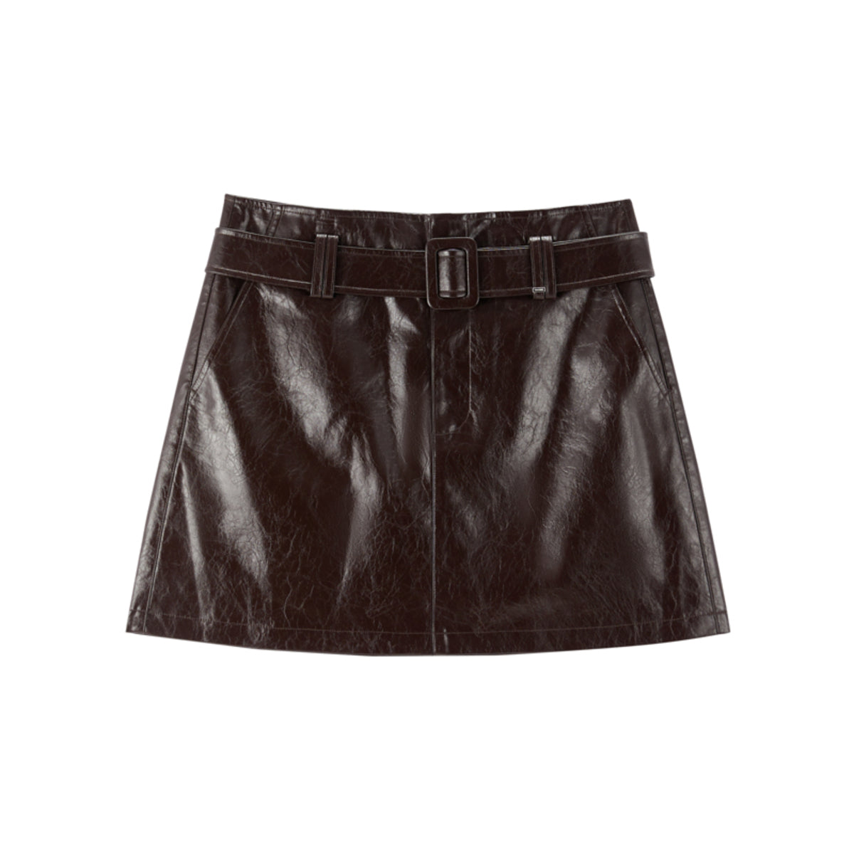 Women's PU Wide-Waist A-Line Skirt