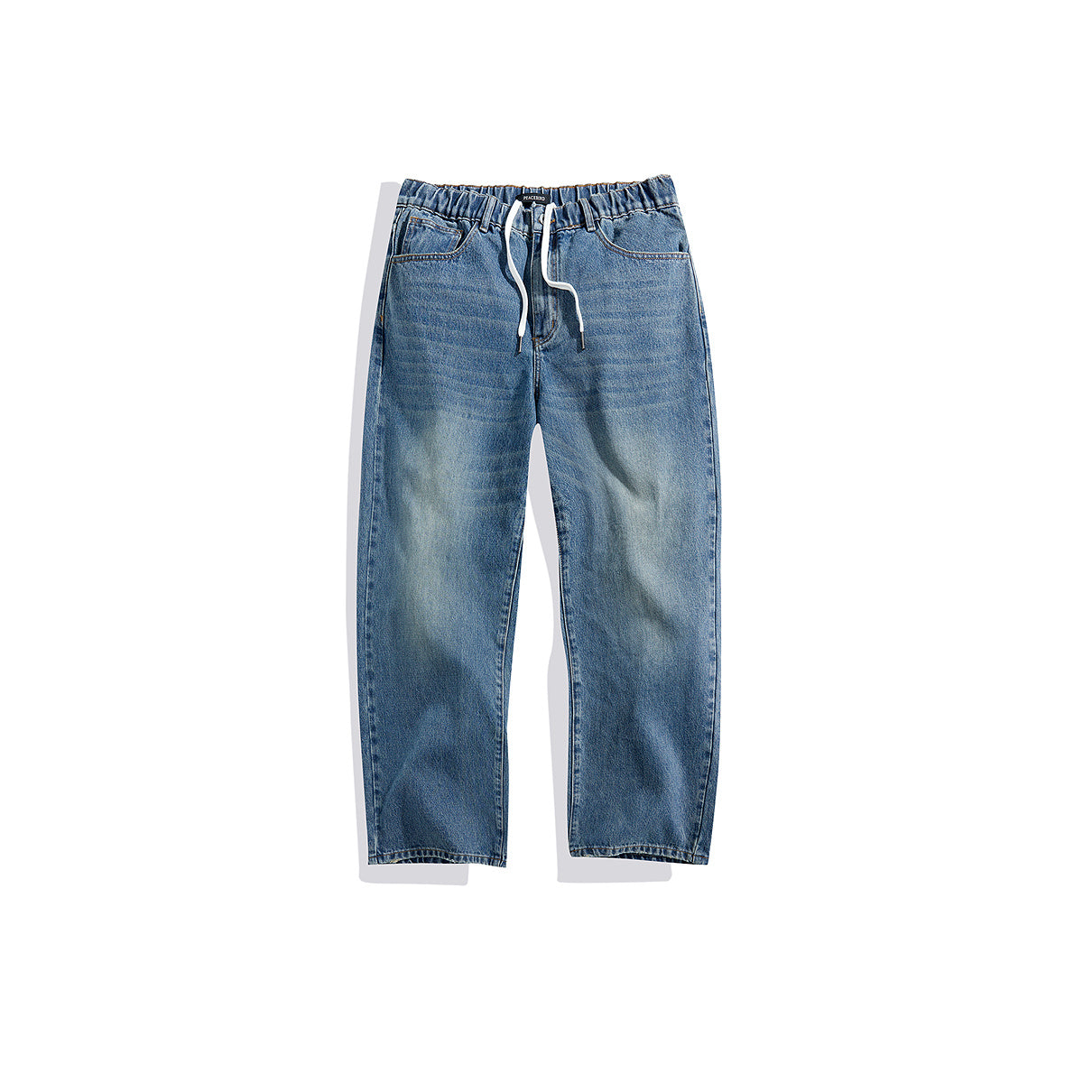 Men's Drawstring Waist Wide Leg Jeans