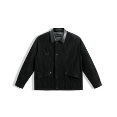 Men's Barn-Inspired Denim Jacket with PU Collar