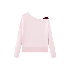 Women's Asymmetric Colorblock Collar Knit Sweater