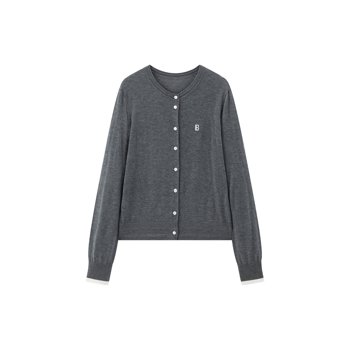 Women's Wool-Blend Knit Cardigan with Contrast Accents
