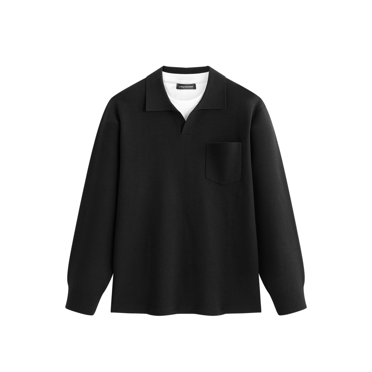 Men's Contrast Layered-Look Collar Pullover