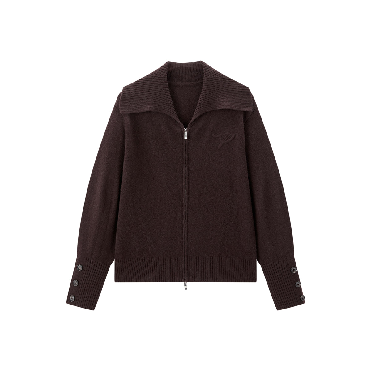 Women's Pure Wool Wide-Lapel Knit Cardigan