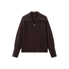 Women's Pure Wool Wide-Lapel Knit Cardigan