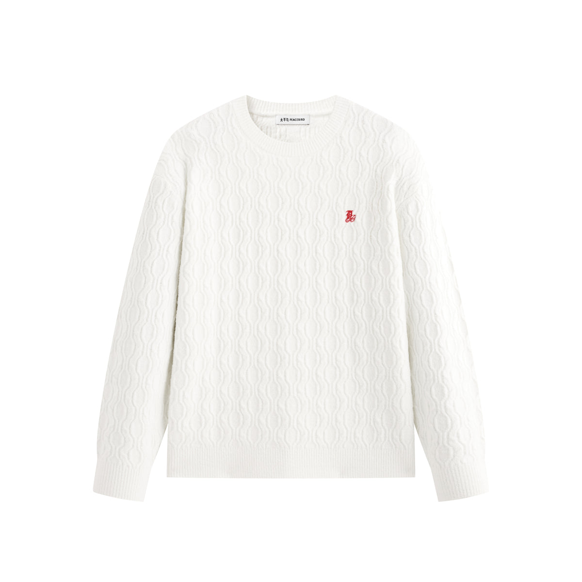 Men's Solid Cable-Knit Crewneck Sweater