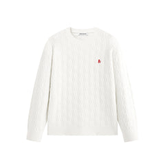 Men's Solid Cable-Knit Crewneck Sweater