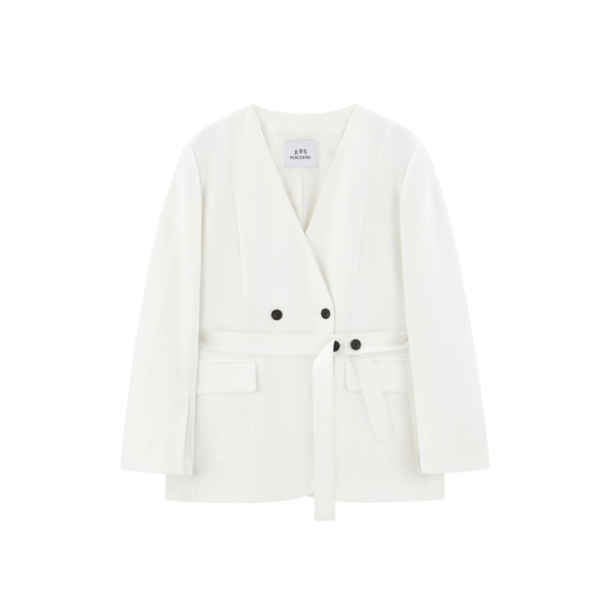Women's V-Neck Blazer with Detachable Belt
