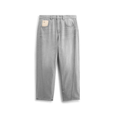 Men's Distressed Jeans with Leather Patch