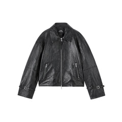Women's Textured Moto Leather Jacket