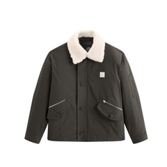 Men's Barn-Style Padded Jacket with Faux Fur Collar