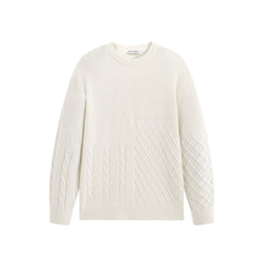 Men's 3D Cable-Knit Panel Sweater