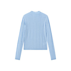 Women's Mock-Neck Vertical Jacquard Sweater