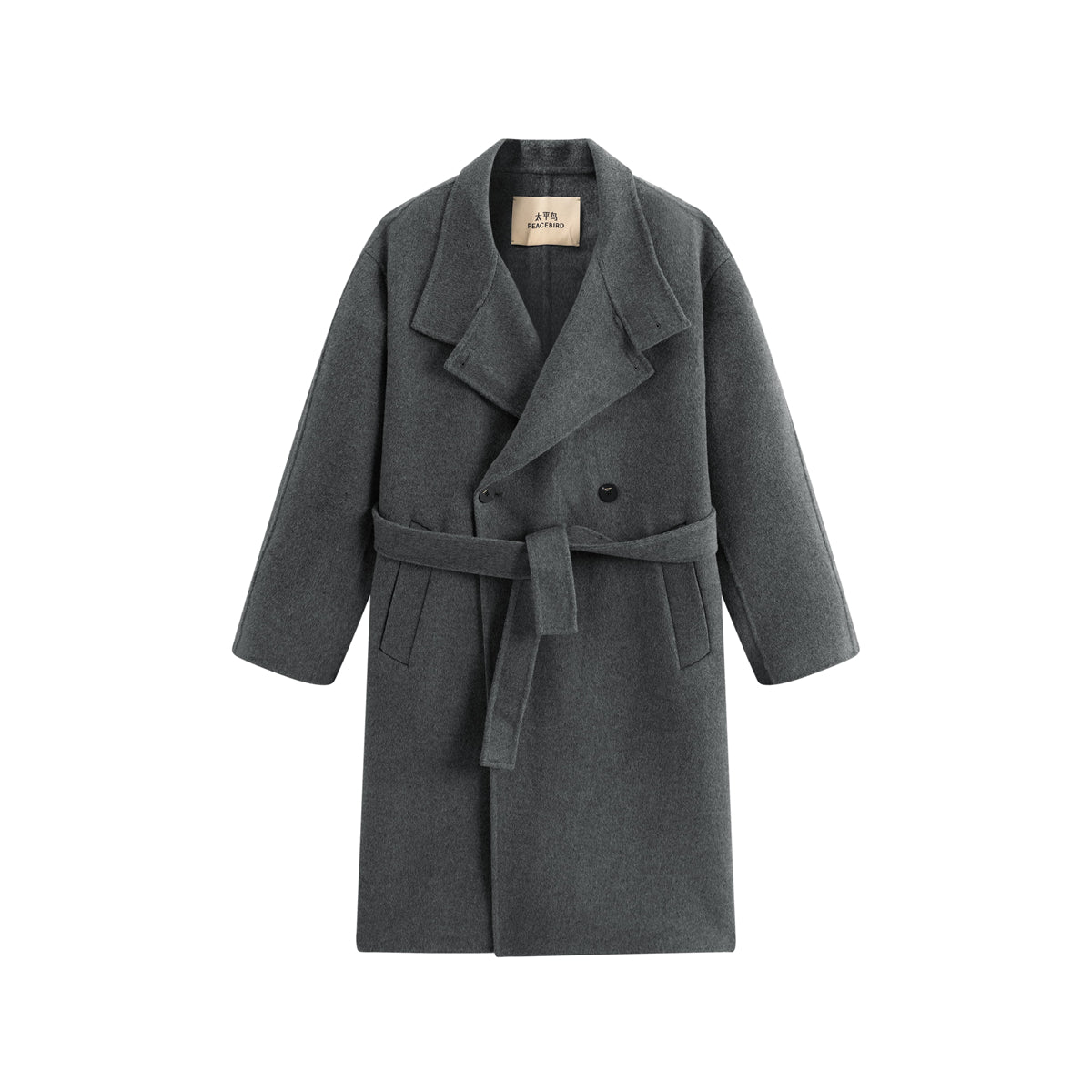 Men's Relaxed Camel Hair-Blend Double-Face Wool Coat