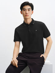 Men's Cooling Khaki Polo Shirt with Contrast Edges