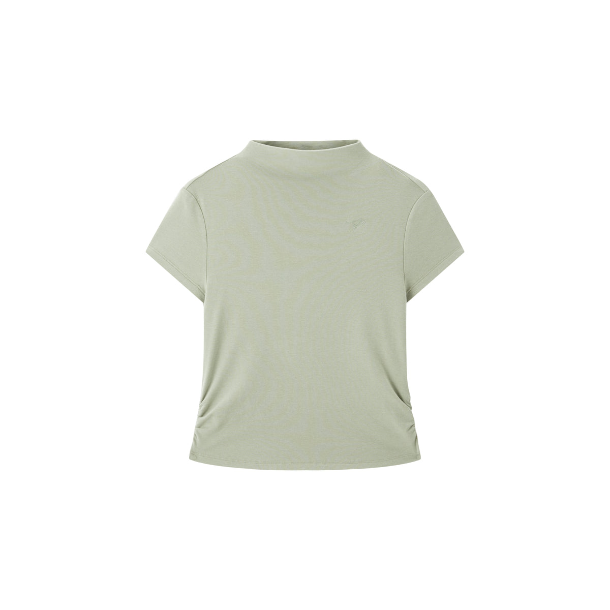 Women's Cropped Slim-Fit Antibacterial Mock-Neck T-Shirt