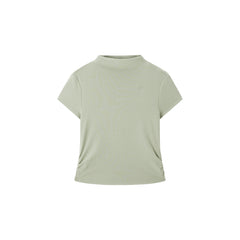 Women's Cropped Slim-Fit Antibacterial Mock-Neck T-Shirt