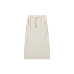 Women's Beige High-Waist Straight Skirt