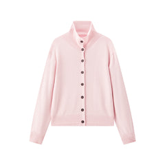 Women's Wool-Cashmere Blend Mock-Neck Cardigan