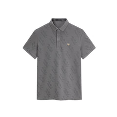 Men's Cooling Polo Shirt with All-Over Letter Print