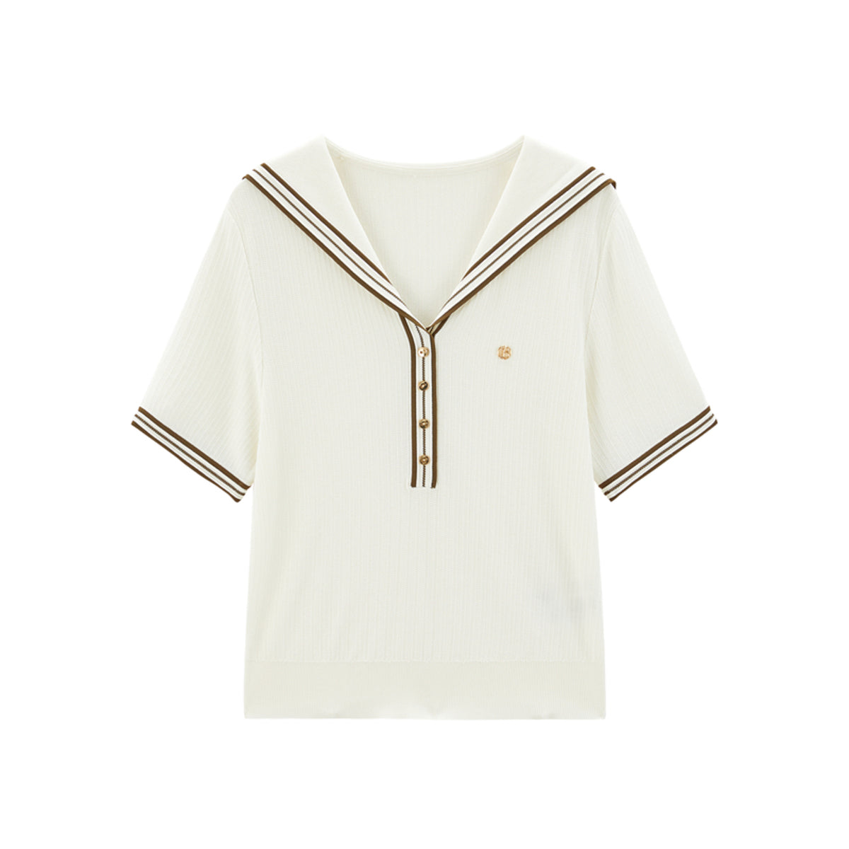 Women's Contrast-Trim Knit Top with Sailor Collar