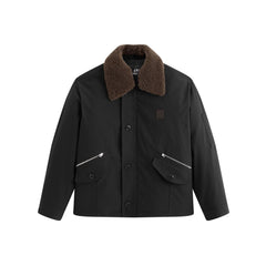 Men's Barn-Style Padded Jacket with Faux Fur Collar