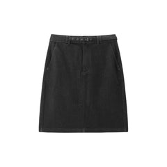 Women's Back-Slit Denim Knee-Length Skirt