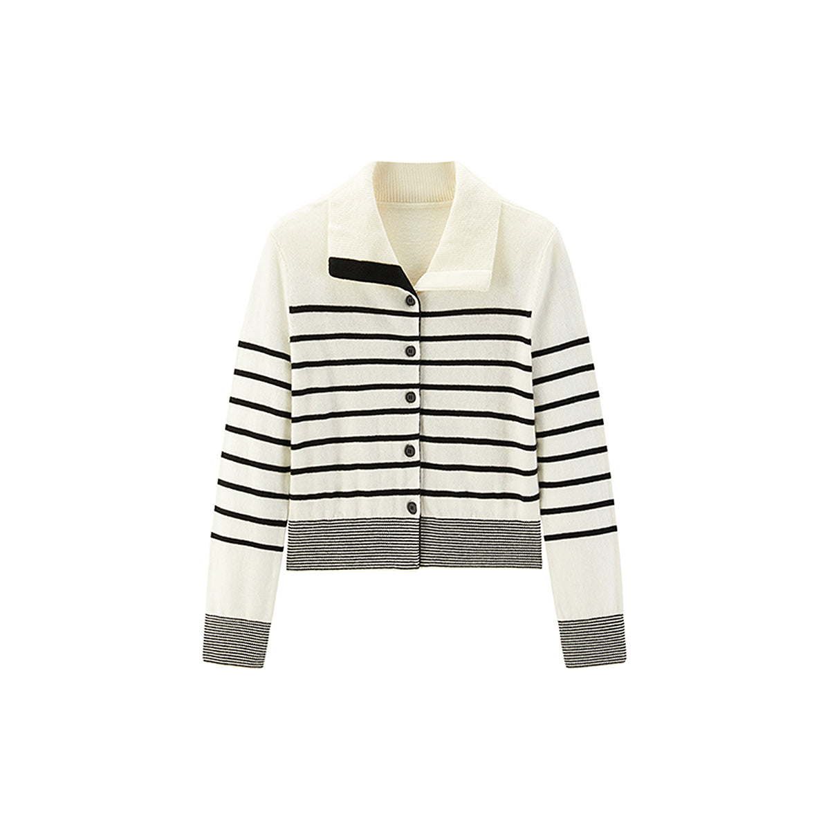 Women's Striped Lapel Cardigan