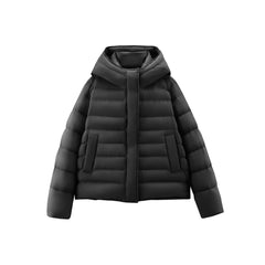 Women's Solid Quilted Oversized Hooded Down Jacket