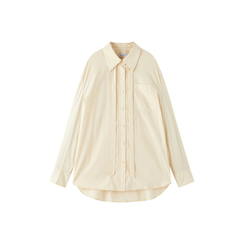 Women's Tencel-Cotton Blend Shirt with Flowing Tie