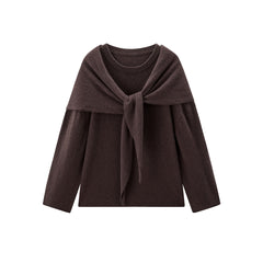 Women's Rabbit-Hair Blend Pullover with Detachable Cape