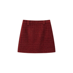 Women's Chenille Plaid A-Line Skirt