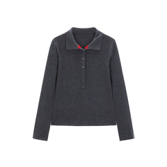 Women's Contrast Half-Placket Slim Sweater