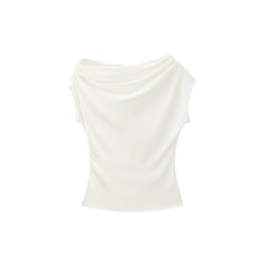 Women's Solid Drape-Neck Slim-Fit Tee
