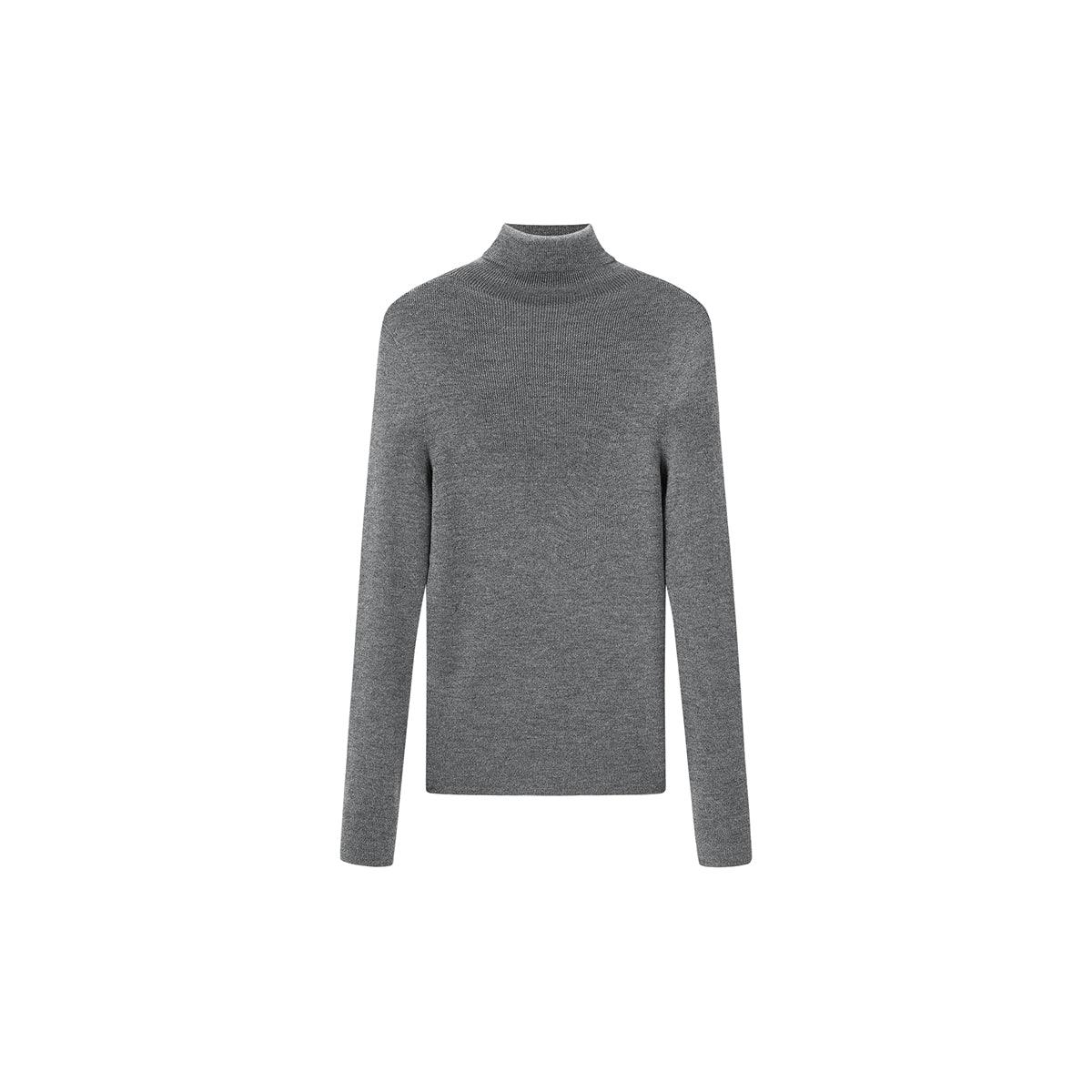 Women's Dark Gray Turtleneck Wool Pullover