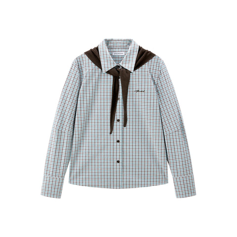 *US Final Sale* Women's Plaid Shirt with Detachable Cape