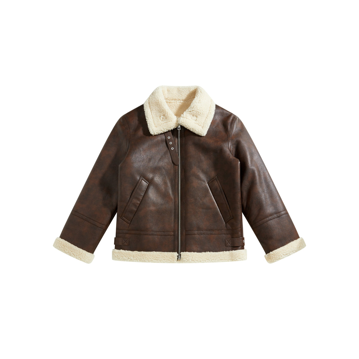 Men's Brown Faux Shearling PU Jacket