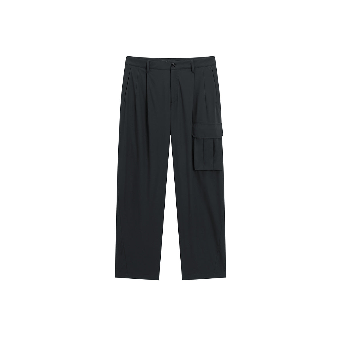 Men's Pleated Straight-Leg Pants with 3D Patch Pockets