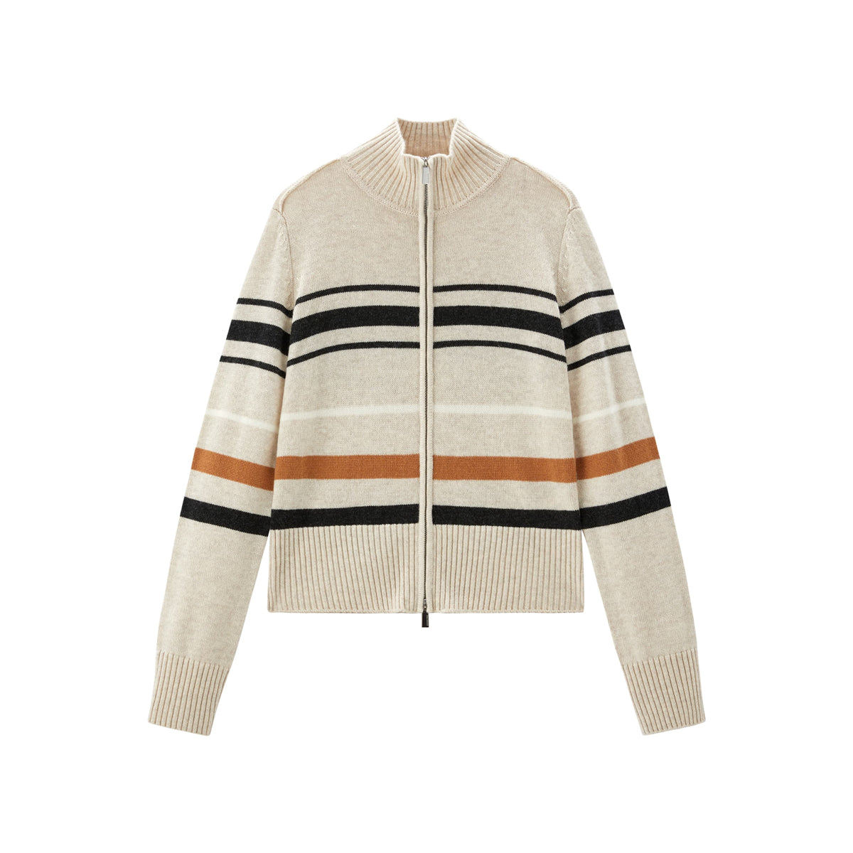 Women's Mock-Neck Colorblock Striped Knit Cardigan
