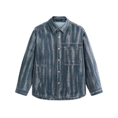 Men's Irregular Gradient-Print Denim Shirt