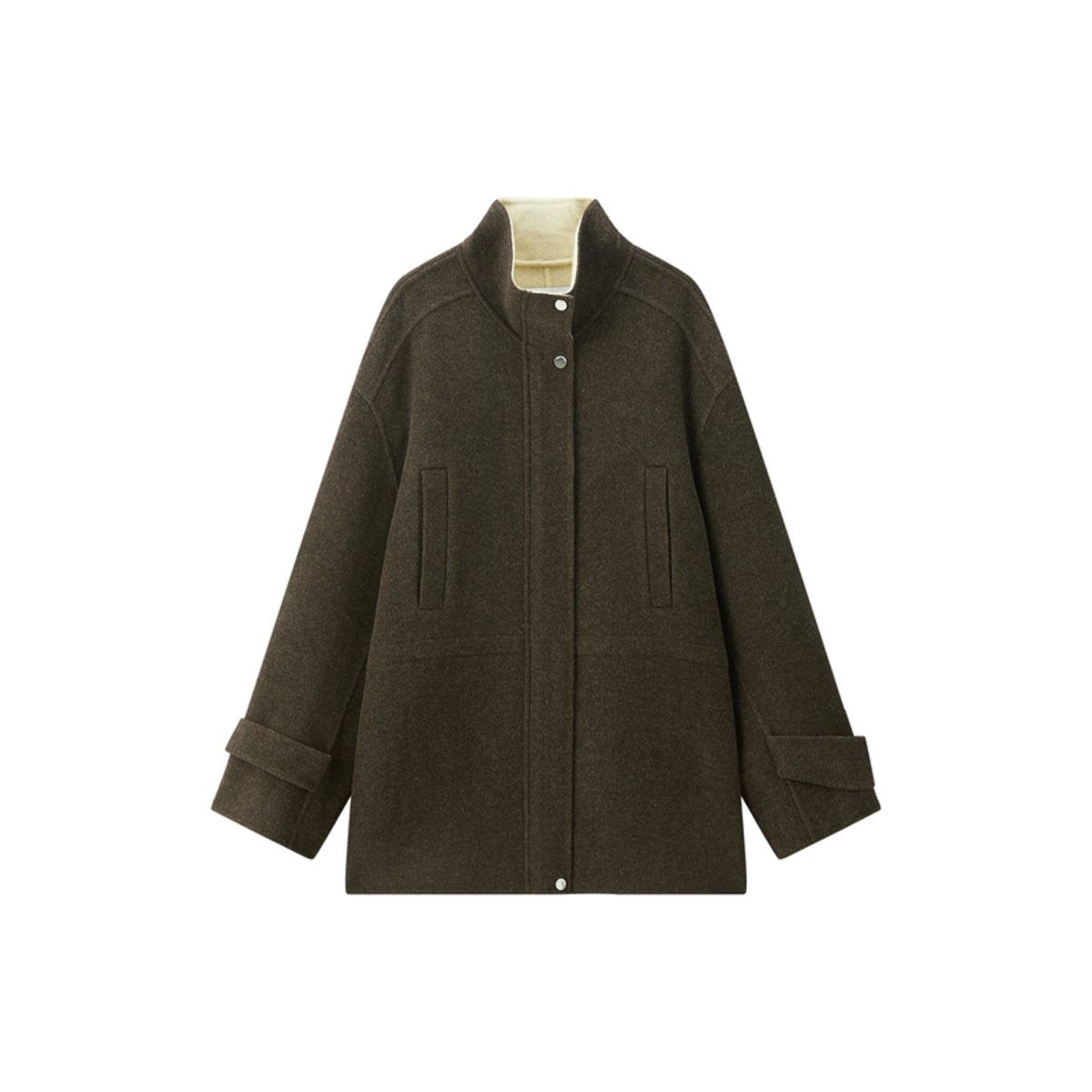 Women's Short Stand-Collar Double-Face Wool Coat