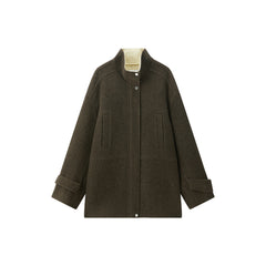 Women's Short Stand-Collar Double-Face Wool Coat