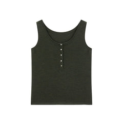 Women's Wool U-Neck Knit Vest in Yangtze Yarn