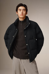 Men's Short Black-Gold Puffer Jacket