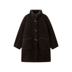 Women's Curly Wool Stand-Collar Coat