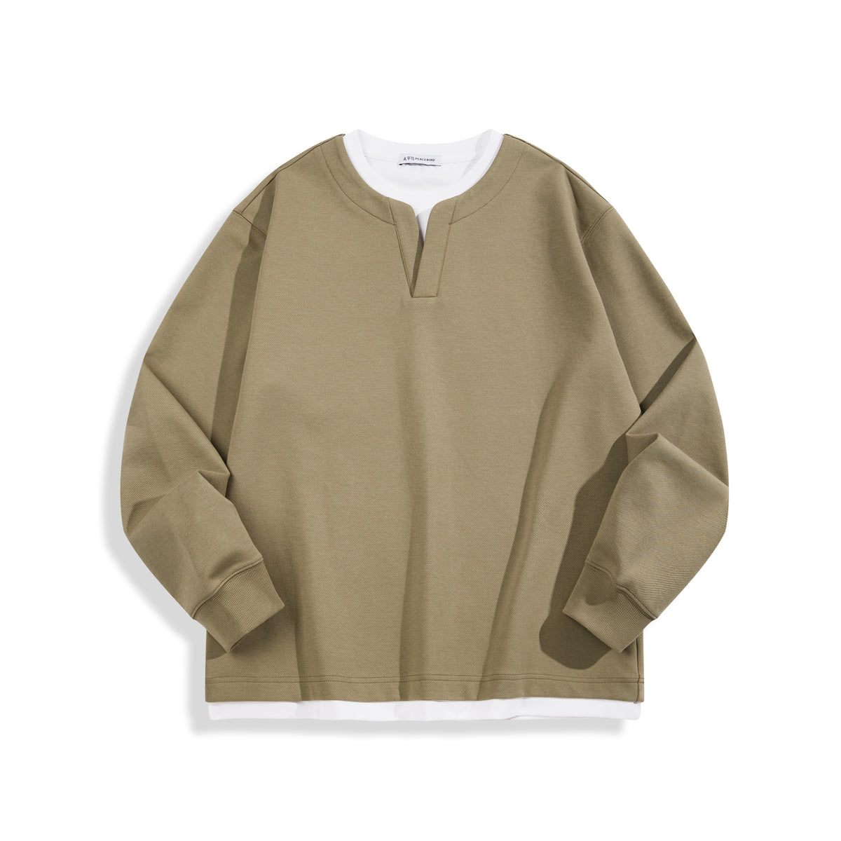 Men's Contrast Layered-Look Henley T-Shirt