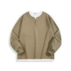 Men's Contrast Layered-Look Henley T-Shirt