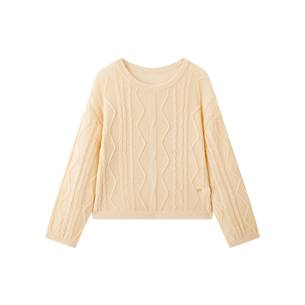 Women's Cropped Loose-Fit Cable-Knit Top