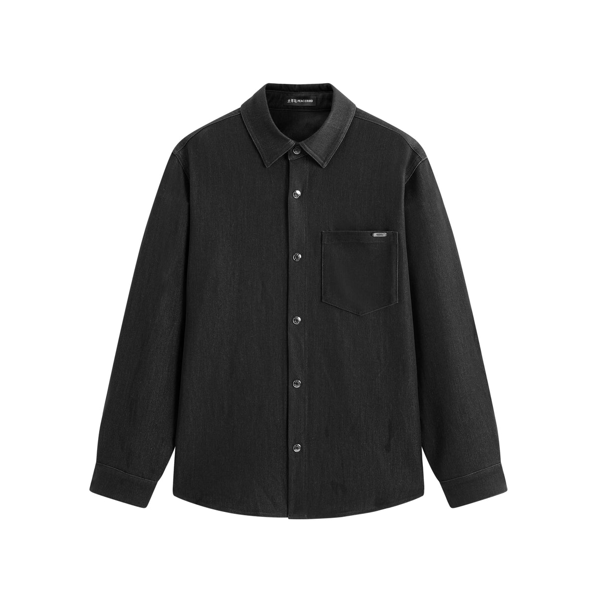 Men's Mercerized Denim Shirt with Back Embroidery