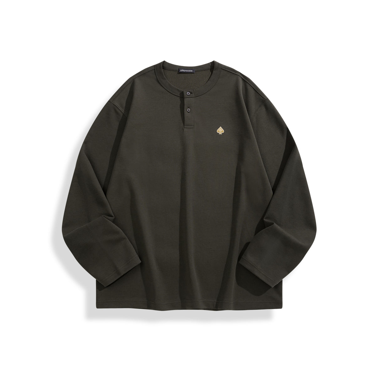 Men's Embroidered Henley Long-Sleeve T-Shirt